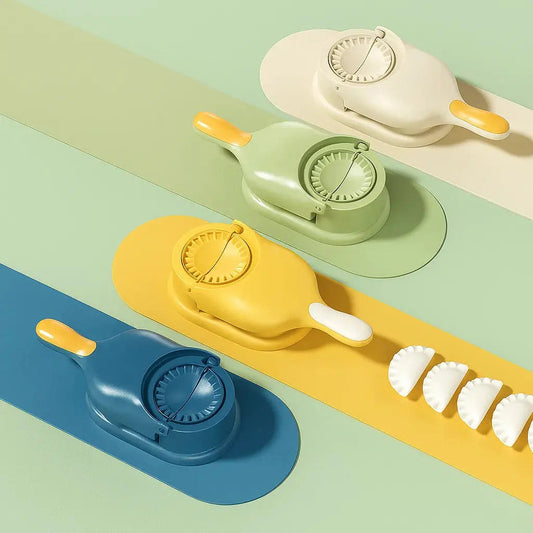 Red 2-in-1 dumpling maker machine designed for effortless homemade dumplings and pastries. Features a durable plastic body, easy-to-use design, 0