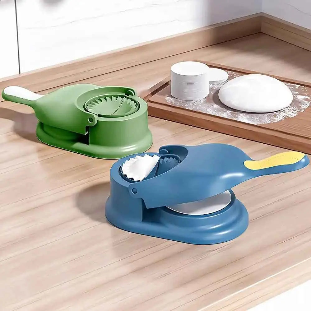 Red 2-in-1 dumpling maker machine designed for effortless homemade dumplings and pastries. Features a durable plastic body, easy-to-use design, 4