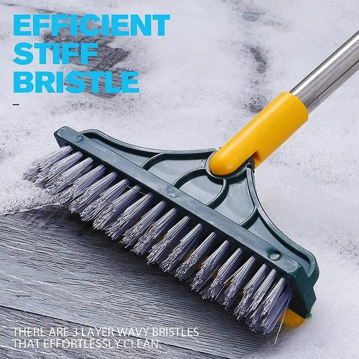Versatile 2-in-1 floor cleaning brush featuring a durable ergonomic handle, designed for easy corner and edge cleaning. The brush head is made of 6
