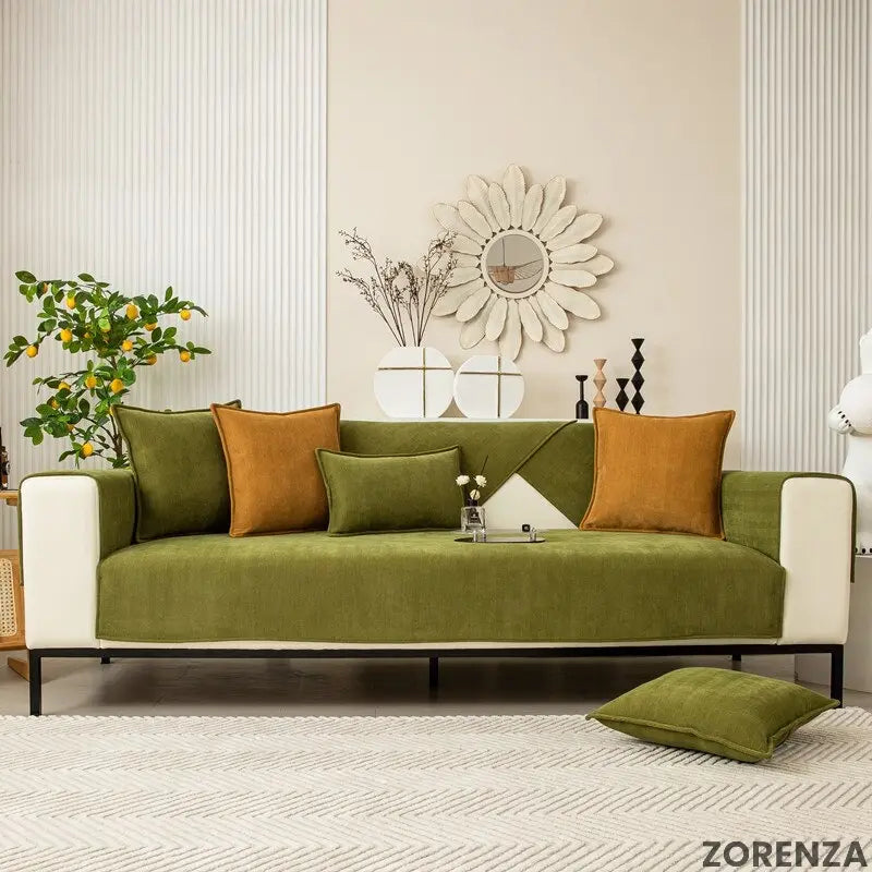 Elegant non-slip sofa cover in a soft gray fabric, designed for a cozy living room refresh. Features a textured pattern for added style and durability, ensuring 7