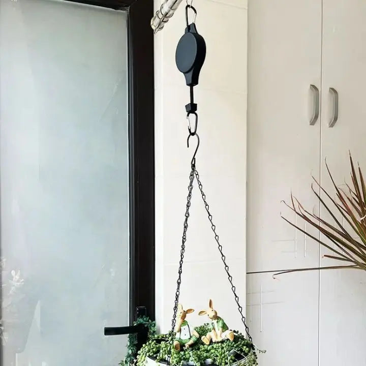 Stylish hanging plant holder system featuring durable, adjustable ropes and sleek metal hooks. Perfect for indoor gardening, it showcases a modern design in a natural color 2